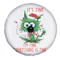 Funny Cat Green Christmas Spare Tire Cover It Is Fine I Am Fine Everything Is Fine - Wonder Print Shop
