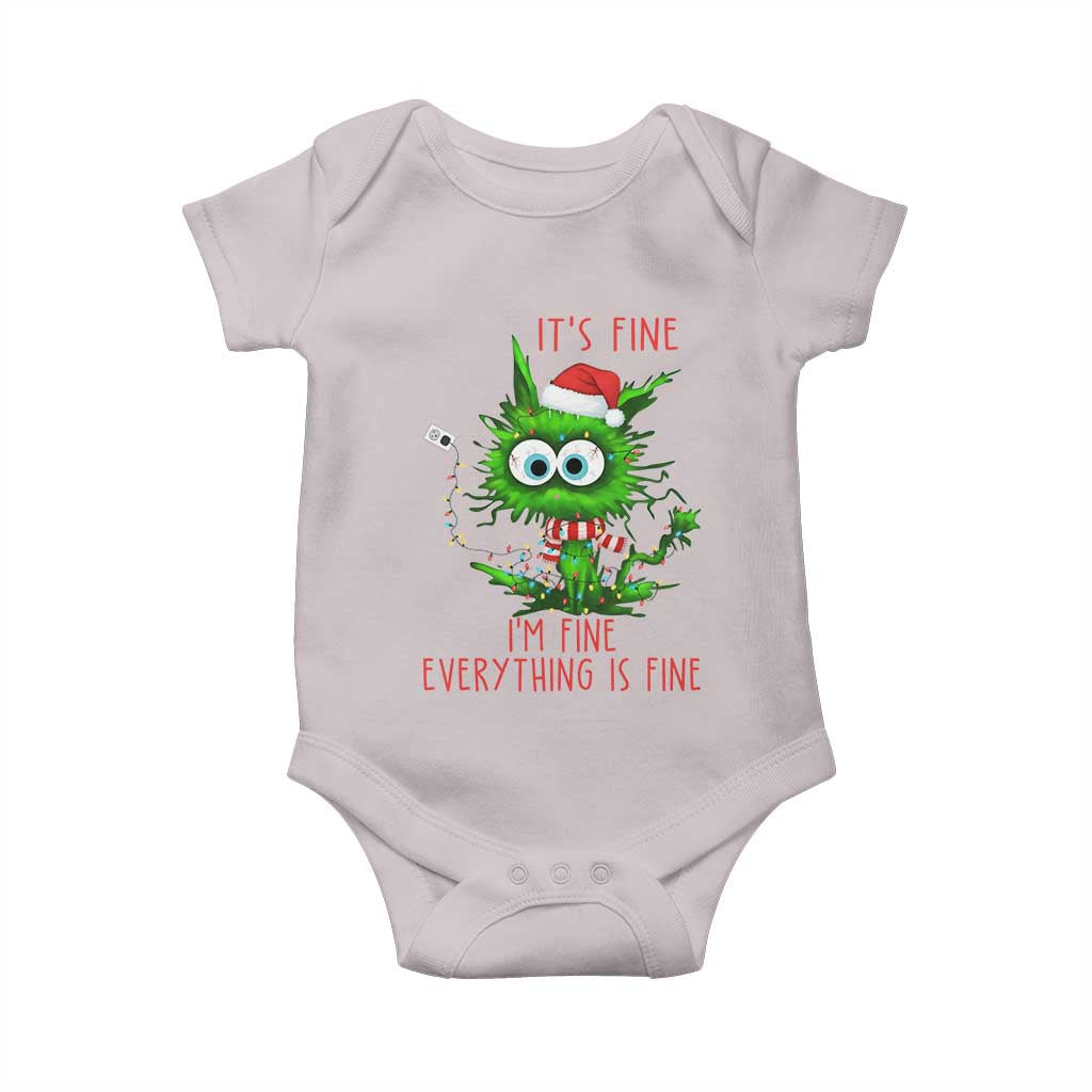 Funny Cat Green Christmas Baby Onesie It Is Fine I Am Fine Everything Is Fine - Wonder Print Shop