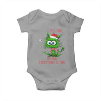 Funny Cat Green Christmas Baby Onesie It Is Fine I Am Fine Everything Is Fine - Wonder Print Shop