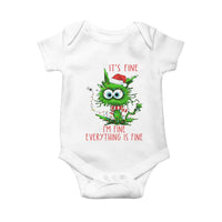 Funny Cat Green Christmas Baby Onesie It Is Fine I Am Fine Everything Is Fine - Wonder Print Shop
