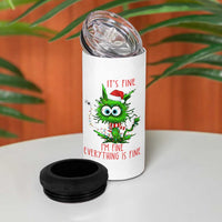 Funny Cat Green Christmas 4 in 1 Can Cooler Tumbler It Is Fine I Am Fine Everything Is Fine - Wonder Print Shop
