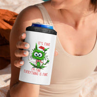 Funny Cat Green Christmas 4 in 1 Can Cooler Tumbler It Is Fine I Am Fine Everything Is Fine - Wonder Print Shop