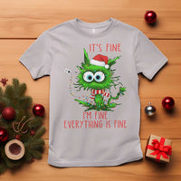 Funny Cat Green Christmas T Shirt It Is Fine I Am Fine Everything Is Fine - Wonder Print Shop