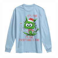Funny Cat Green Christmas Long Sleeve Shirt It Is Fine I Am Fine Everything Is Fine - Wonder Print Shop