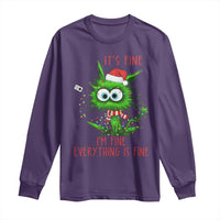 Funny Cat Green Christmas Long Sleeve Shirt It Is Fine I Am Fine Everything Is Fine - Wonder Print Shop