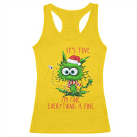 Funny Cat Green Christmas Racerback Tank Top It Is Fine I Am Fine Everything Is Fine - Wonder Print Shop