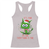 Funny Cat Green Christmas Racerback Tank Top It Is Fine I Am Fine Everything Is Fine - Wonder Print Shop