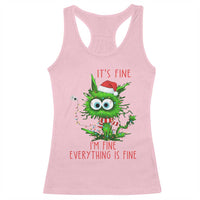 Funny Cat Green Christmas Racerback Tank Top It Is Fine I Am Fine Everything Is Fine - Wonder Print Shop