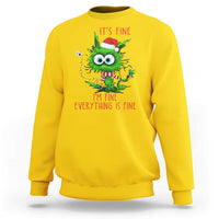 Funny Cat Green Christmas Sweatshirt It Is Fine I Am Fine Everything Is Fine - Wonder Print Shop