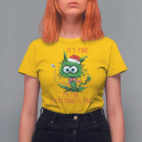 Funny Cat Green Christmas T Shirt For Women It Is Fine I Am Fine Everything Is Fine - Wonder Print Shop