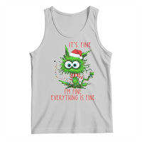Funny Cat Green Christmas Tank Top It Is Fine I Am Fine Everything Is Fine - Wonder Print Shop