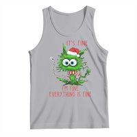 Funny Cat Green Christmas Tank Top It Is Fine I Am Fine Everything Is Fine - Wonder Print Shop