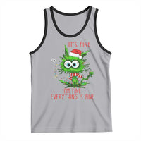 Funny Cat Green Christmas Tank Top It Is Fine I Am Fine Everything Is Fine - Wonder Print Shop