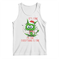 Funny Cat Green Christmas Tank Top It Is Fine I Am Fine Everything Is Fine - Wonder Print Shop