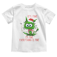 Funny Cat Green Christmas Toddler T Shirt It Is Fine I Am Fine Everything Is Fine - Wonder Print Shop