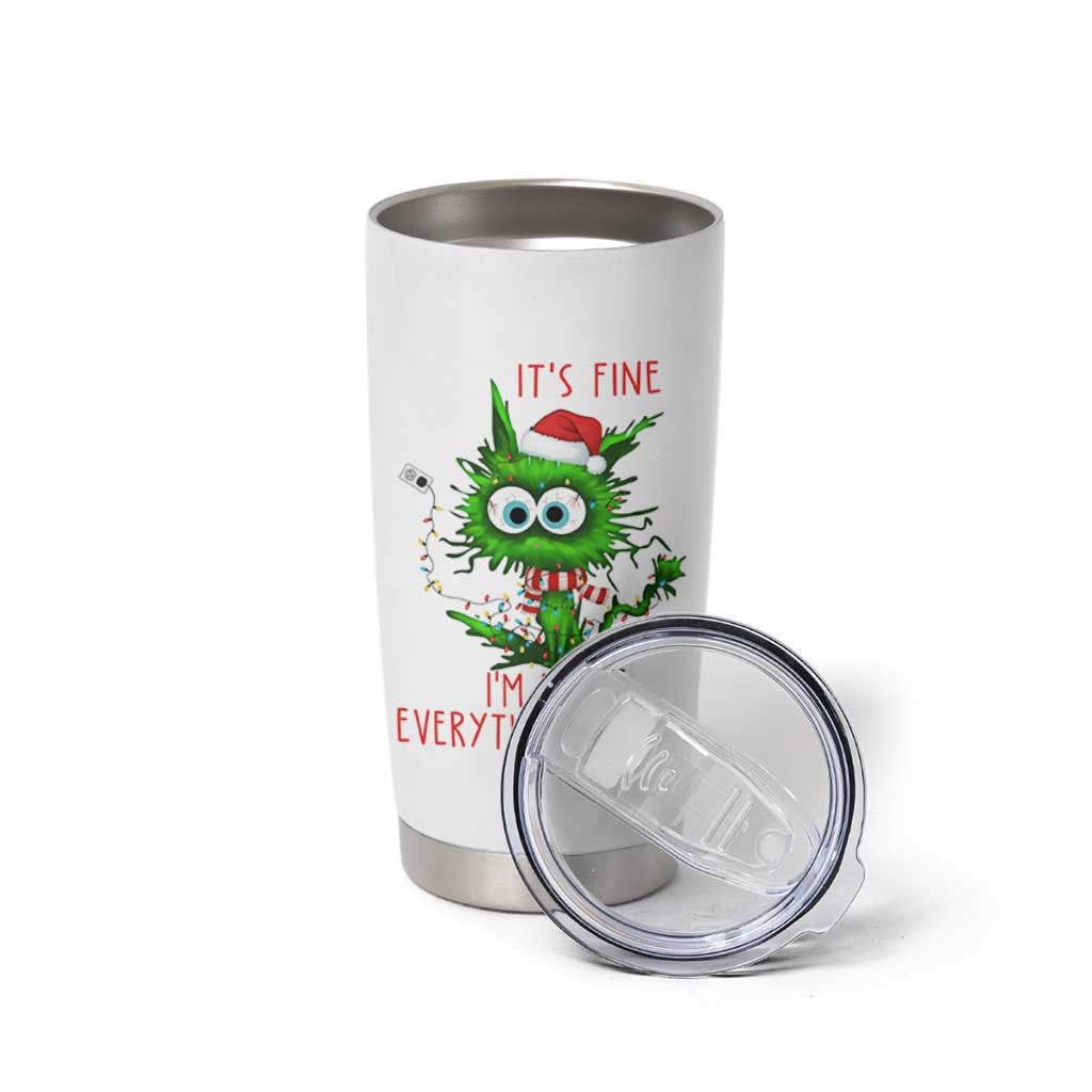 Funny Cat Green Christmas Tumbler Cup It Is Fine I Am Fine Everything Is Fine - Wonder Print Shop