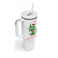 Funny Cat Green Christmas Tumbler With Handle It Is Fine I Am Fine Everything Is Fine - Wonder Print Shop