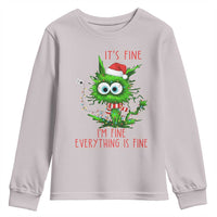 Funny Cat Green Christmas Youth Sweatshirt It Is Fine I Am Fine Everything Is Fine - Wonder Print Shop