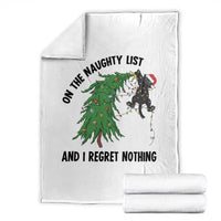 Funny Black Cat Christmas Throw Blanket On the Naughty List And I Regret Nothing - Wonder Print Shop