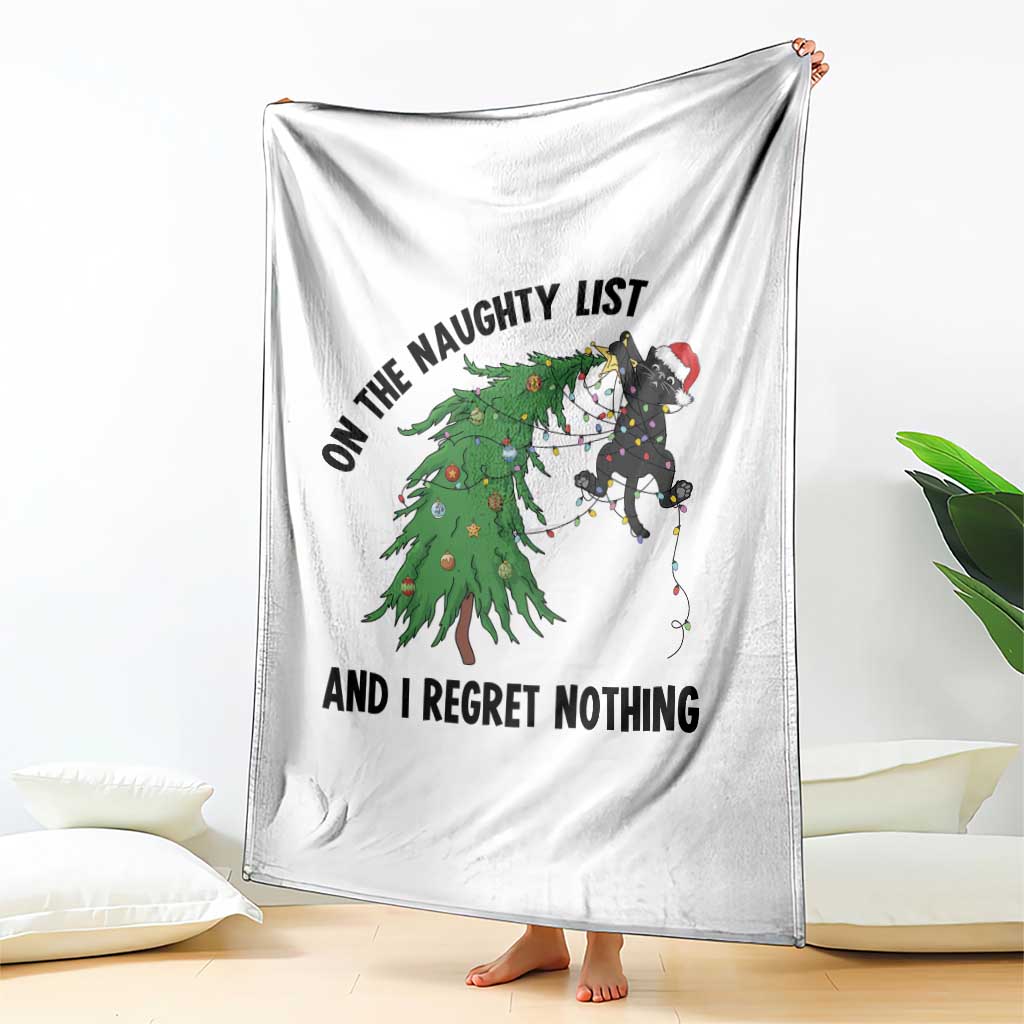 Funny Black Cat Christmas Throw Blanket On the Naughty List And I Regret Nothing - Wonder Print Shop