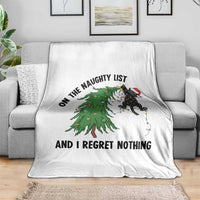 Funny Black Cat Christmas Throw Blanket On the Naughty List And I Regret Nothing - Wonder Print Shop