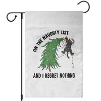 Funny Black Cat Christmas Garden Flag On the Naughty List And I Regret Nothing - Wonder Print Shop