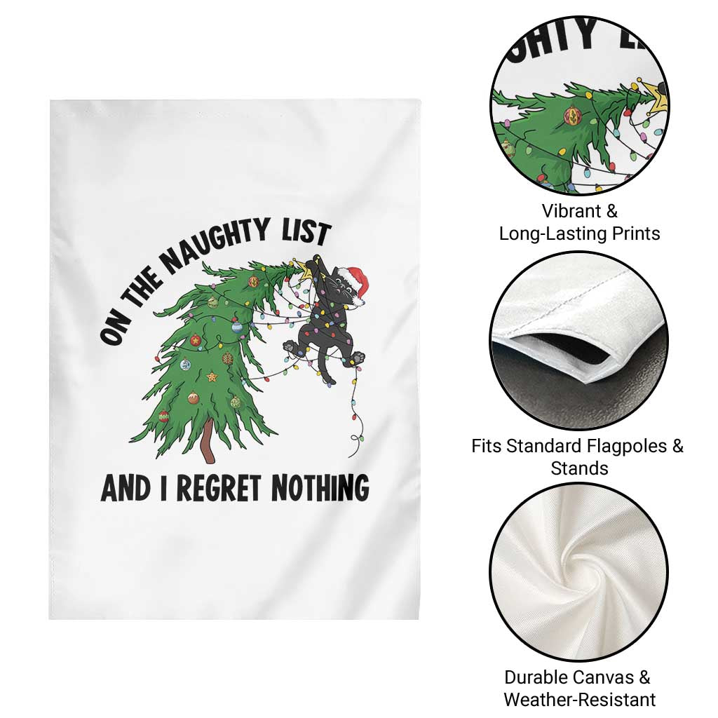 Funny Black Cat Christmas Garden Flag On the Naughty List And I Regret Nothing - Wonder Print Shop