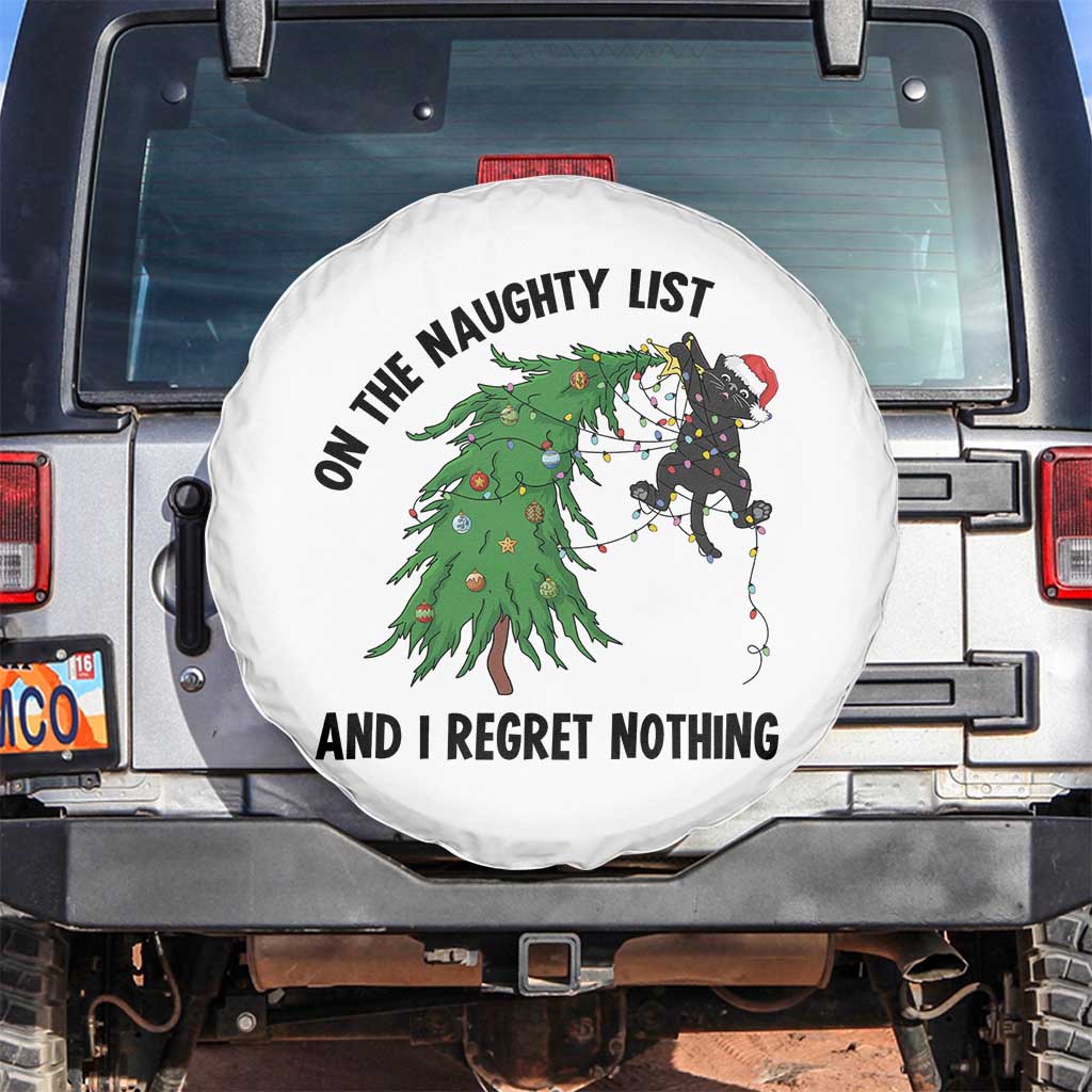 Funny Black Cat Christmas Spare Tire Cover On the Naughty List And I Regret Nothing - Wonder Print Shop