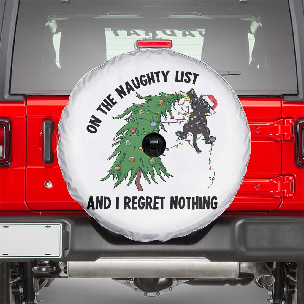 Funny Black Cat Christmas Spare Tire Cover On the Naughty List And I Regret Nothing - Wonder Print Shop