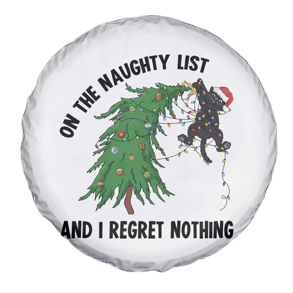 Funny Black Cat Christmas Spare Tire Cover On the Naughty List And I Regret Nothing - Wonder Print Shop