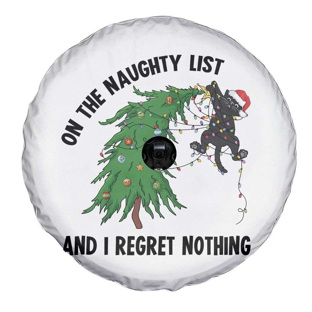 Funny Black Cat Christmas Spare Tire Cover On the Naughty List And I Regret Nothing - Wonder Print Shop