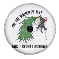 Funny Black Cat Christmas Spare Tire Cover On the Naughty List And I Regret Nothing - Wonder Print Shop