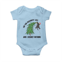 Funny Black Cat Christmas Baby Onesie On the Naughty List And I Regret Nothing - Wonder Print Shop