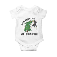 Funny Black Cat Christmas Baby Onesie On the Naughty List And I Regret Nothing - Wonder Print Shop