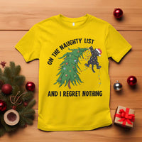 Funny Black Cat Christmas T Shirt On the Naughty List And I Regret Nothing - Wonder Print Shop