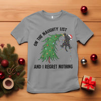 Funny Black Cat Christmas T Shirt On the Naughty List And I Regret Nothing - Wonder Print Shop