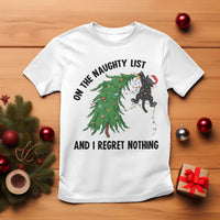 Funny Black Cat Christmas T Shirt On the Naughty List And I Regret Nothing - Wonder Print Shop