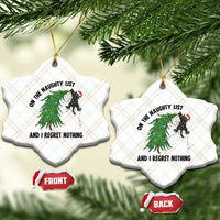 Funny Black Cat Christmas Ceramic Ornament On the Naughty List And I Regret Nothing - Wonder Print Shop