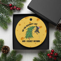 Funny Black Cat Christmas Ceramic Ornament On the Naughty List And I Regret Nothing - Wonder Print Shop