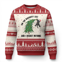 Funny Black Cat Xmas Ugly Christmas Sweater On the Naughty List And I Regret Nothing - Wonder Print Shop