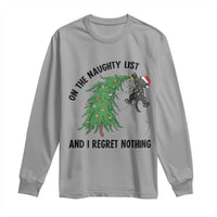 Funny Black Cat Christmas Long Sleeve Shirt On the Naughty List And I Regret Nothing - Wonder Print Shop
