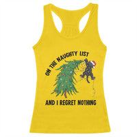 Funny Black Cat Christmas Racerback Tank Top On the Naughty List And I Regret Nothing - Wonder Print Shop