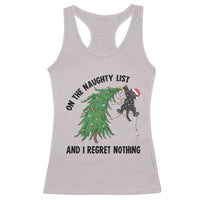 Funny Black Cat Christmas Racerback Tank Top On the Naughty List And I Regret Nothing - Wonder Print Shop