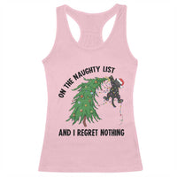 Funny Black Cat Christmas Racerback Tank Top On the Naughty List And I Regret Nothing - Wonder Print Shop