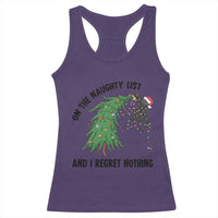 Funny Black Cat Christmas Racerback Tank Top On the Naughty List And I Regret Nothing - Wonder Print Shop