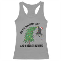 Funny Black Cat Christmas Racerback Tank Top On the Naughty List And I Regret Nothing - Wonder Print Shop