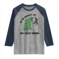 Funny Black Cat Christmas Raglan Shirt On the Naughty List And I Regret Nothing - Wonder Print Shop