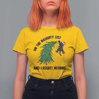 Funny Black Cat Christmas T Shirt For Women On the Naughty List And I Regret Nothing - Wonder Print Shop