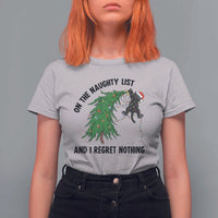 Funny Black Cat Christmas T Shirt For Women On the Naughty List And I Regret Nothing - Wonder Print Shop