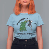 Funny Black Cat Christmas T Shirt For Women On the Naughty List And I Regret Nothing - Wonder Print Shop